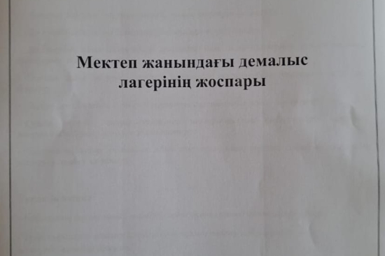 Мектеп жанындағы демалыс лагерінің жоспары